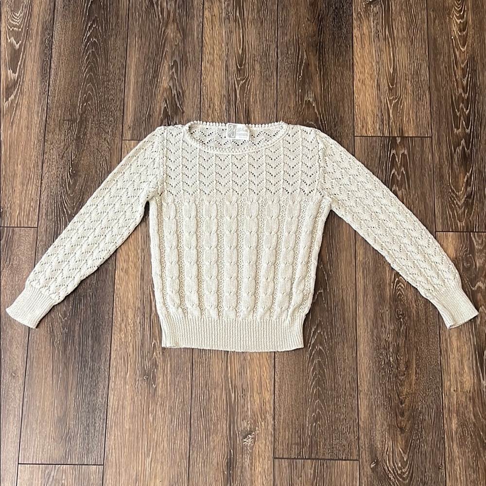Vintage Billie Jo Lace Knit Women's Medium Cream Sweater